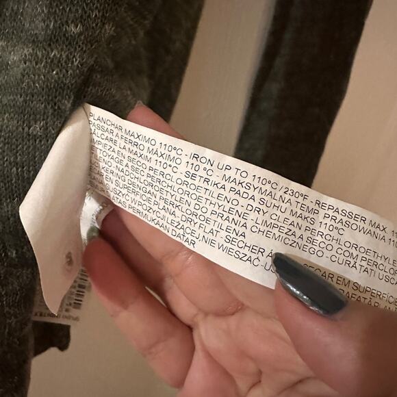 Zara Man green and grey linen blend lightweight knit henley crewneck sweater M - Picture 5 of 5